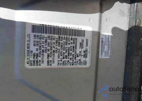 2006 Nissan Murano Sl from USA, damaged, VIN JN8AZ08T36W404266